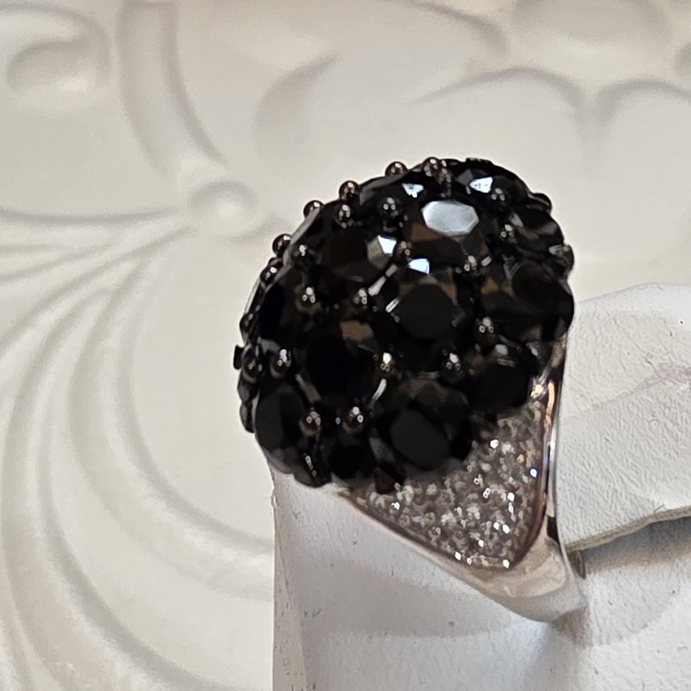 STERLING SILVER 925 BLACK Elegant Coctail Ring